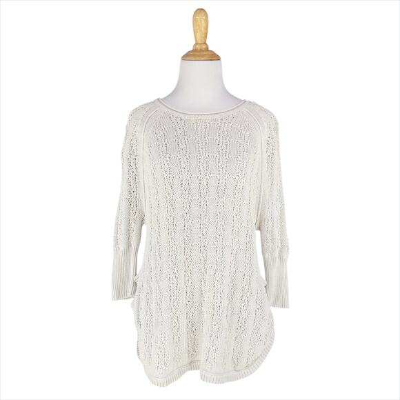 ANTHROPOLOGIE SPARROW "Collected" Pullover Open Knit Ivory White Sweater Size XS - Picture 1 of 8